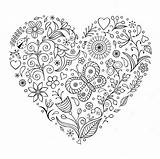 Heart Coloring Zentangle Adult Pages Colouring Hearts Doodles Flower Sheets sketch template