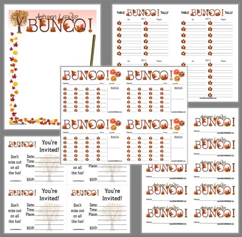 printable fall bunco score sheets printable word searches