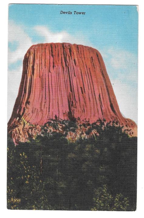 wy devils tower black hills rock formation vintage postcard