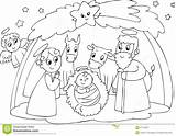 Joseph Mary Jesus Coloring Nativity Da Pages Scene Illustration Kids Christmas Colorare Disegni Hut Children Old Natale Baby Stock Print sketch template