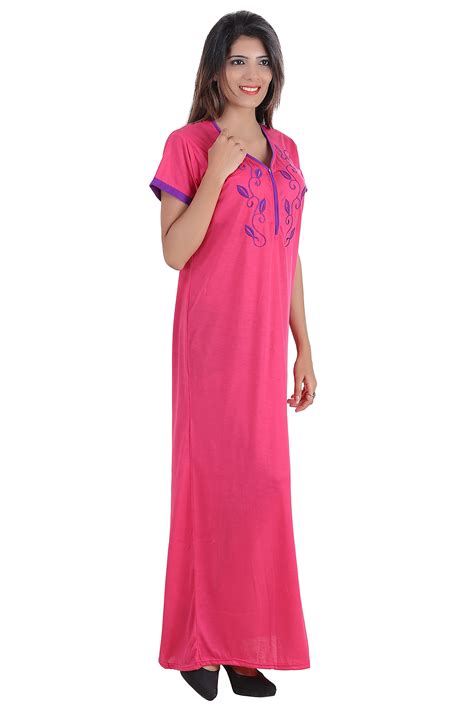buy glossia pink cotton nighty and night gowns online ₹499 from shopclues