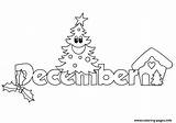 December Coloring Pages Christmas Printable Month Color Info sketch template