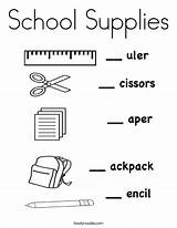 School Supplies Coloring Color Pages Twistynoodle Print Scissors Stuff Backpack Built California Usa Noodle Missing Twisty Back Letter sketch template