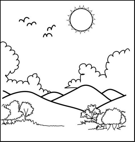printable mountain coloring page pdfcom scenery drawing  kids