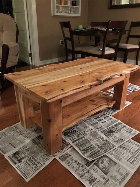 diy white cedar coffee table  stain poly  coffee