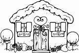 House Gingerbread Outline Clipart Coloring Pages sketch template
