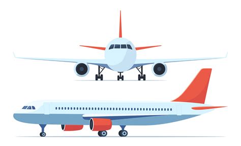 large passenger airplane front  side view vector illustration