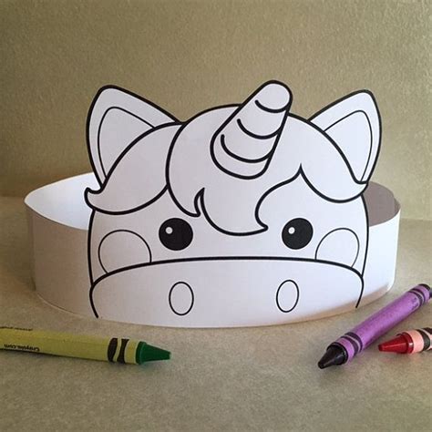 unicorn paper crown color   printable etsy paper crowns