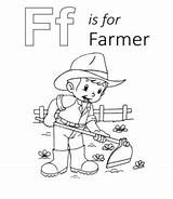 Farmer Letter Coloring Farm Learning Alphabet sketch template