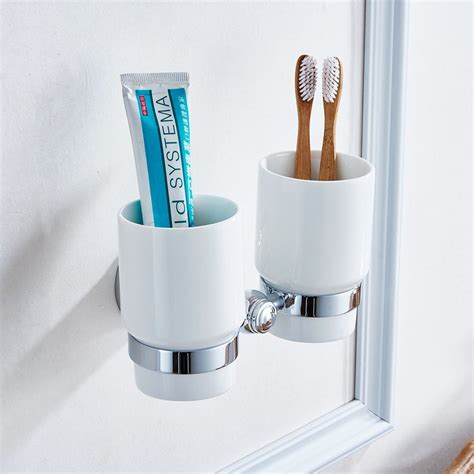 flg chrome finish double toothbrush holder wall mounted china