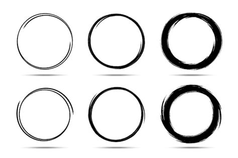 circulos dibujados  mano conjunto de marcos de dibujo circulo de linea de garabatos doodle