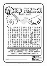 Word Coloring Pages Search Fruits Cool Print Kids sketch template
