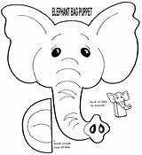 Puppet Paper Bag Elephant Puppets Printable Template Templates Patterns Animal Craft Coloring Crafts Dinosaur Blank Print Zoo Hand Preschool Kids sketch template