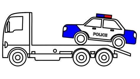 police car carrier truck coloring pages  kids  learn colors