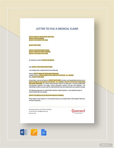 claim letter  word  template  templatenet