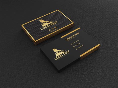gold metallic business card mockup creative bing