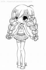 Coloring Chibi Yampuff Pages Girl Cute Kids Manga Adult sketch template