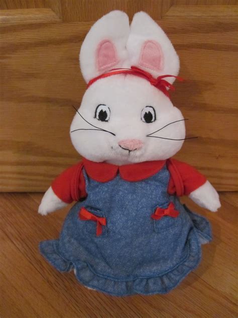Max And Ruby Plush Bunny Rabbit Ruby Wearing Denim Dress Red