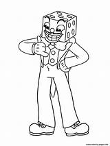 Cuphead Coloring Pages Dice King Boss Print Cup Head Printable Color Mugman Bon Devil Baroness Von Clown Beppi Kids sketch template