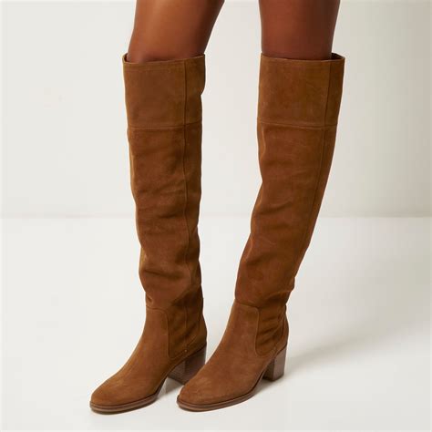 buy brown knee boot  stock