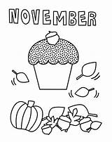 November Coloring Pages Cupcake Kindergarten Kids Printable Coloring4free Cute Color Children Sheets Bestcoloringpagesforkids Turkey Print Thanks Give Fall Netart sketch template