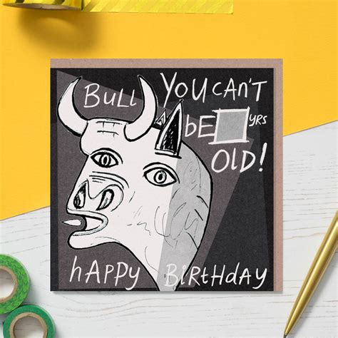 bull birthday card  cardinky notonthehighstreetcom