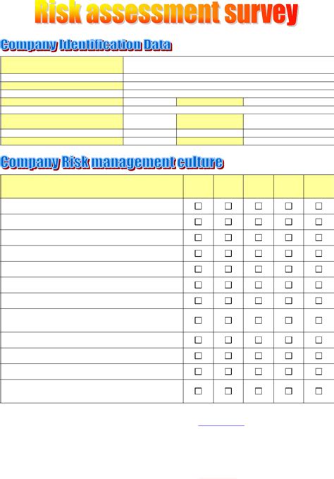 risk assessment survey sample  word   formats