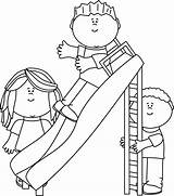 Playing Clip Clipart Slide Kids Coloring Pages Visit Boys sketch template