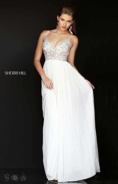 Sherri Hill 50432 Sleevless Chiffon Beaded V Neck Prom Dress