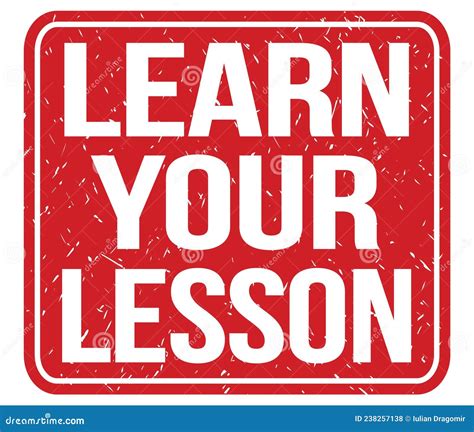 learn  lesson text written  red stamp sign stock photo