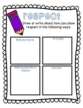 respect worksheet  elementary students support worksheet