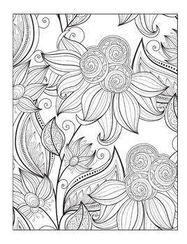 flowers coloring pages  adults stress relief coloring book  print