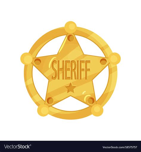 brass  pointed sheriff star badge  flat vector image