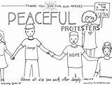 Peaceful Heroes Protesters Protest sketch template