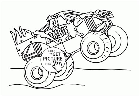 monster jam truck zombie coloring page  kids transportation
