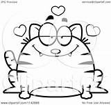 Chubby Tabby Infatuated Cat Clipart Cartoon Outlined Coloring Vector Thoman Cory Royalty sketch template