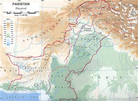 detailed physical map  pakistan pakistan detailed physical map