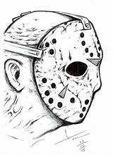 Jason Drawing Horror Coloring Voorhees Drawings Pages 13th Friday Feira Sexta Scary Halloween Original Choose Board Sketch sketch template