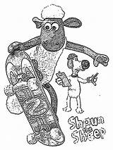 Sheep Shaun Coloring Skateboard Playing Color sketch template