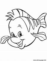 Coloring Fish Flounder Pages Cartoon Cute Printable Color sketch template