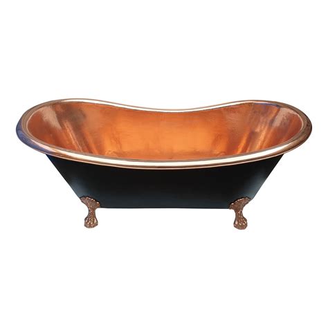 hammered clawfoot copper bathtub copper interior black exterior