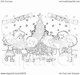 Christmas Party Children Coloring Clipart Illustration Gifts Bannykh Alex 2021 sketch template