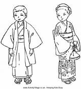 Kimono Japon Japonais Coloriage Theme Japonaise Nurie Enfant Designlooter Chine Coloriages Fête Activityvillage sketch template