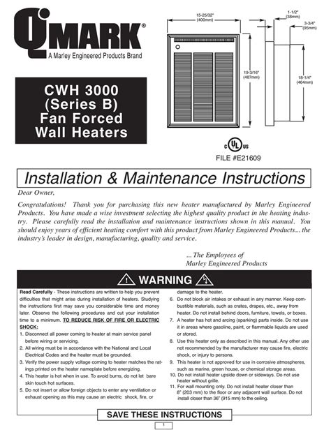 qmark cwh  installation maintenance instructions manual   manualslib