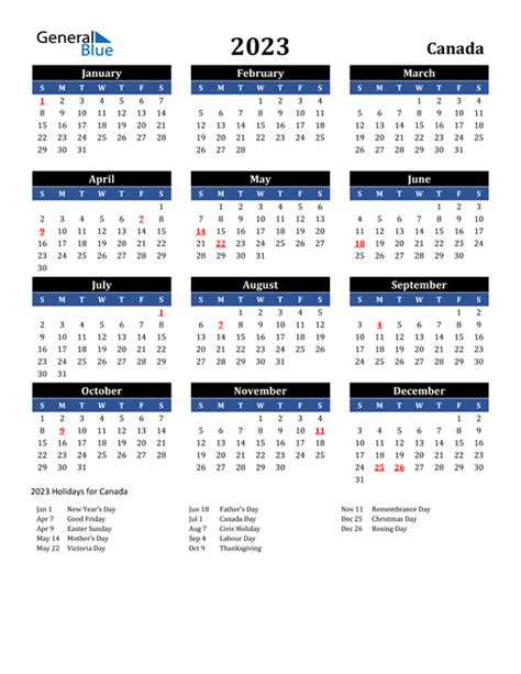 printable calendar  canada