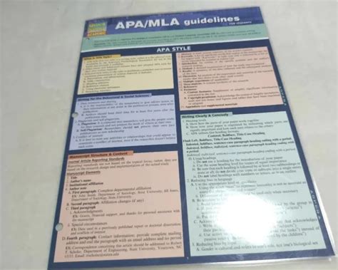 apamla guidelines  quickstudy academic laminated reference guide