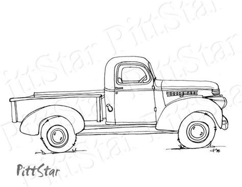 instant  vintage truck printable coloring page truck