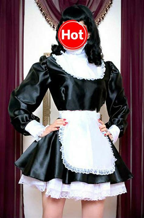sissy maid dress satin dress maid uniform tailor made cosplay from