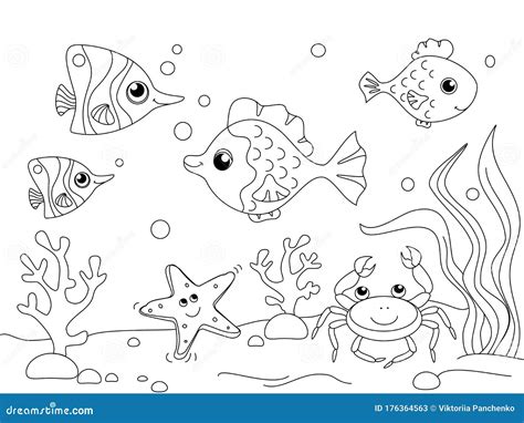 water cartoon fish coloring page sheet wecoloringpage