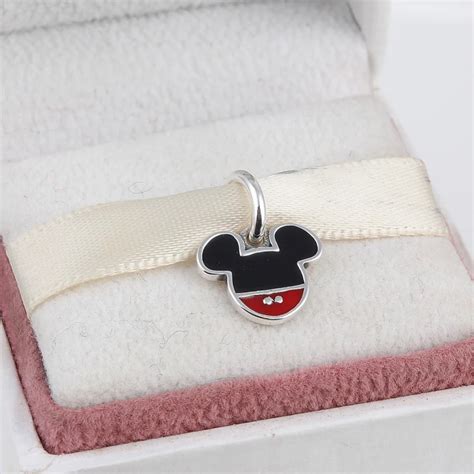 zmzy  sterling silver mickey silver charms  black  red enamel fit original pandora